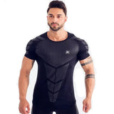 Foesce Compression Quick dry T-shirt Men Running Sport Skinny Short Tee Shirt Male Gym Fitness Bodybuilding Workout Black Tops Clothing