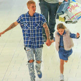 High Street Oversized Plaid Sleeveless Shirts Side Zipper Checkered Mens Justin Bieber Tide Multi-color Loose Waistcoat Shirt