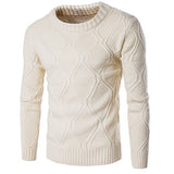 Foesce Autumn Men's Casual Pullover Wool sweater , Warm winter men's round neck solid sweater men , Fashion twist knit sweater