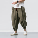 Summer Style Harem Pants Men Chinese Style Casual Loose Cotton Linen Sweatpants Jogger Pants Streetwear Trousers
