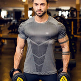 Foesce Compression Quick dry T-shirt Men Running Sport Skinny Short Tee Shirt Male Gym Fitness Bodybuilding Workout Black Tops Clothing