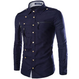 Foesce Arrival Spring/Autumn Men Long Sleeve Cargo Shirt Casual Slim Fit Fashion Epaulet Double Pocket Mens Dress Shirt M L XL XXL