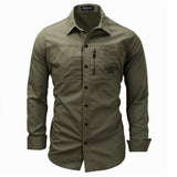 Fashion Mens Shirts Casual Slim Fit 100% Cotton Koszula Long Sleeves Military Men Zip Shirt Camisa Masculina Para Hombre