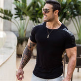 Foesce Compression Quick dry T-shirt Men Running Sport Skinny Short Tee Shirt Male Gym Fitness Bodybuilding Workout Black Tops Clothing