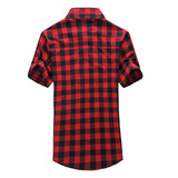 Foesce Navy and Green Plaid shirts Men  New Arrival Summer Men's Casual Short sleeve Shirts Fashion Chemise Homme Men Dress Shirts