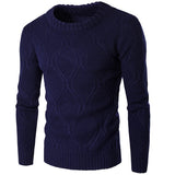 Foesce Autumn Men's Casual Pullover Wool sweater , Warm winter men's round neck solid sweater men , Fashion twist knit sweater
