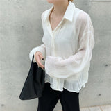 Loose Slender Full Sleeves Free Shirts Female Casual Folds Alternate Elegant New Design Women Blouses Regular