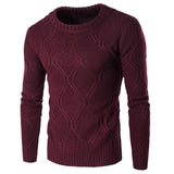 Foesce Autumn Men's Casual Pullover Wool sweater , Warm winter men's round neck solid sweater men , Fashion twist knit sweater