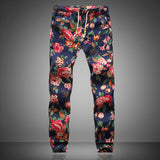 Foesce New Fashion Summer Spring Autumn Men Floral Print Joggers Male Casual Summer Pants Mens Sweatpants Linen Pants Men Trouser