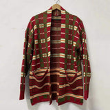 Foesce Plus Size Knitted Long Sleeve Men Casual Loose Cardigan Autumn Winter Open Front Plaid Printed Cardigan Sweater Outerwear