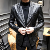 Foesce New Slim Causal PU Leather Jacket Coat Men Spring Motorcycle Korean Fashion Mens Streetwear Blazers Youth Bomber Jackets