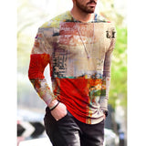 Spring Autumn New Men Oversized Vintage Long Sleeve T Shirts Fashion Harajuku Ethnic Print O-neck Tshirt For Men Camiseta Mujer