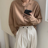 Long Sleeve Suit Coats Shirts Mens Fashion Loose Shirts Camisa Masculina Men's New Collar Lining Loose Casual Shirts Full