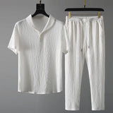 Foesce (Shirt+Trousers) Summer new arrival Men Fashion Classic Shirt men Business Casual Shirts Men A Set Of Clothes Size M-4XL