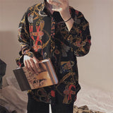 Vintage Fashion 2023 New Beach Hawaii Shirts for Men Harajuku Floral Print Long Sleeve Casual Loose Blouse Button Up Shirt