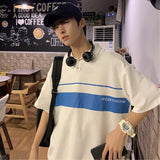 Summer New Hong Kong Style Polo Shirt Short-sleeved T-shirt Boys Korean Loose Harajuku All-match Trend Hip Hop Sports Tops