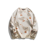 Men Hip Hop Knitted Jumper Sweaters Swan Printed Streetwear Harajuku Autumn Oversize Hipster Casual Pullovers pull homme