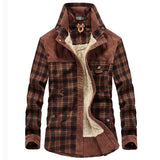Winter Shirt For Men Thick Warm Fleece Shirts Plaid Pure Cotton Mens Shirt Long Sleeves Camisa Masculina Plus Size M-3XL