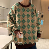 Men Hip Hop Sweaters Streetwear Retro Knitted Pullover Tops New Geometry Casual Knit Warm Pullover Harajuku Sweater Men