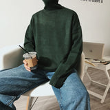 Men Oversized Turtleneck Sweaters Winter Korean Fashions Pullover Harajuku Black Knitwear