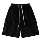 Cargo Shorts Harajuku Hip Hop Side Pockets Velvet Baggy Short Pants Fashion Jogging Summer Loose Streetwear Men Pant