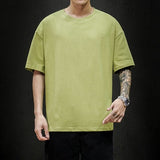 Foesce New Summer Men's T Shirt Fashion Solid T Shirt Mens Oversized Hip Hop Short Sleeve Casual Cotton Mens Streetwear Top Tees