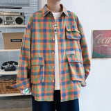 Foesce Men's Fashion Casual Plaid Printing Hawaiian Shirt Streetwear Clothes Fashion Shirts Big Size M-5XL