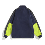 Colorblock Stand-up Collar Imitation Lamb Velvet Sweatshirt Autumn/Winter Loose Casual Bottoming Shirt Japanese Streetwear Men