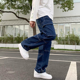 Foesce Men Wide Leg Jeans Hip Hop Casual Men's Straight Baggy Denim Pants Streetwear Skateboard Pant Neutral Trousers Plus Size S-5XL