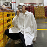 Foesce Shirt Korean versatile Autumn New Korean Fashion Men's White Shirt Casual Long Sleeved Shirts Black Loose Social Button Shirt