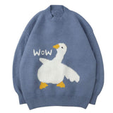 Harajuku Knitted Sweater Men Women Cartoon Goose Pattern Sweater Pullover Hip Hop Streetwear Loose Spring Autumn Sweater