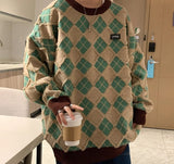 Men Hip Hop Sweaters Streetwear Retro Knitted Pullover Tops New Geometry Casual Knit Warm Pullover Harajuku Sweater Men