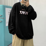 Foesce  Men Sweatshirts Harajuku Vintage Fleece Letter Print Casual Hoodies Fashion Basic Man O Neck Pullovers Korean Clothing