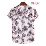 Fashion Dot Mens Hawaiian Beach Shirts  Summer New Short Sleeve Floral Print Tropical Aloha Shirts Holiday Vacation Clothing