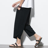 Summr Men Chinese Style Cotton Linen Harem Pants Men Streetwear Breathable Beach Pants Male Casual Calf-Lenght Trousers