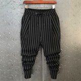Summer Pants Men Stripe Printing Slim Trousers Trendy Korean Fashion Youth Men's Harem Pants Big Size Pantalones De Hombre