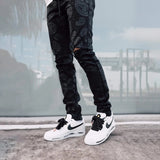 Spring Summer Fashion Men Straight Jeans Slim Ripped Denim Trousers Vintage Pattern Printing Tie-dye Denims Pants Men Streetwear