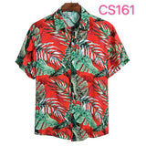 Fashion Dot Mens Hawaiian Beach Shirts  Summer New Short Sleeve Floral Print Tropical Aloha Shirts Holiday Vacation Clothing