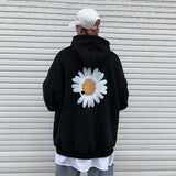 Foesce Mens Hoodies Autumn Winter Floral Print Fleece Hooded Sweatshirts Men Harajuku Thicken Warm Coats Plus Size Pullovers