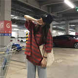 Summer New Short-sleeved T-shirt Men Women Top Oversized Hedging Harajuku Unique Striped Mid-length Tees Hip Hop Cool Wear