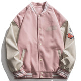 Streetwear Love Pattern Baseball Jacket Men Tops Hip Hop Patchwork Letter Print Varsity Jacket Women Outwear Autumn Coat
