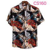 Fashion Dot Mens Hawaiian Beach Shirts  Summer New Short Sleeve Floral Print Tropical Aloha Shirts Holiday Vacation Clothing
