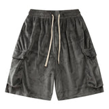 Cargo Shorts Harajuku Hip Hop Side Pockets Velvet Baggy Short Pants Fashion Jogging Summer Loose Streetwear Men Pant