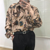 Vintage Fashion 2023 New Beach Hawaii Shirts for Men Harajuku Floral Print Long Sleeve Casual Loose Blouse Button Up Shirt