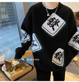 Couples knit Sweater Autumn Winter Korean Fashion High Street Mahjong Jacquard Pullover Gothic Harajuku Loose Casual Tops