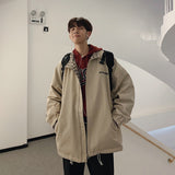 Men Jackets Loose Turn-down Collar Plaid Leisure Reversible Mens Coats All-match Fashion Retro BF Vintage Korean Style Teens New