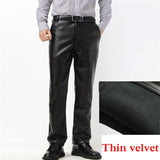 Trendy Men Leather Pants Fashion PU Leather Trousers Plus Size Straight Casual Motorcycle Pants Men's Streetwear