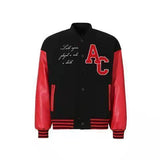 Foesce Letter Embroidery Woman Jacket Retro Street Stitching Coat Women Loose Casual Hit Color Baseball Uniform Women Jackets Clothes