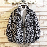 Autumn Leopard Jacket Men And Women Soft Loose Outerwear Fashion Street Zipper Hooded Coat Clothing Male Female Plus Size 4XL