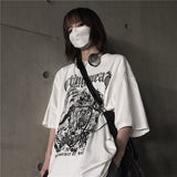 Summer Korean short-sleeved T-shirt men women trend dark love couple loose large size tees all-match high street gothic shirts